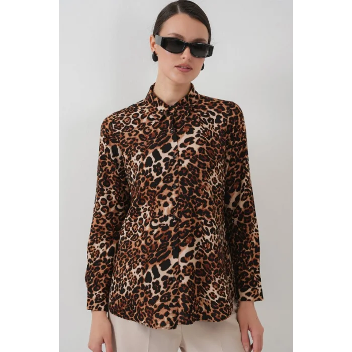 3721 Grafik Desenli Gömlek - C. Kahverengi