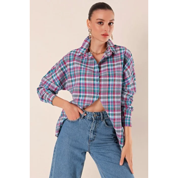 3900 Oversize Uzun Basic Gömlek - A. Kiremit