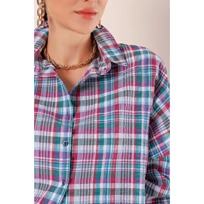 3900 Oversize Uzun Basic Gömlek - A. Kiremit