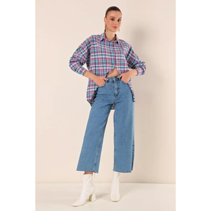 3900 Oversize Uzun Basic Gömlek - A. Kiremit