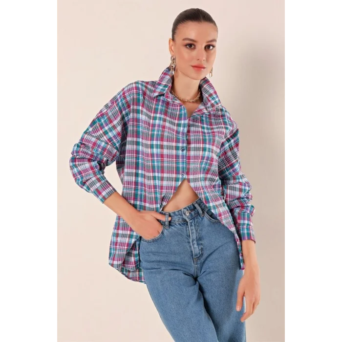 3900 Oversize Uzun Basic Gömlek - A. Kiremit