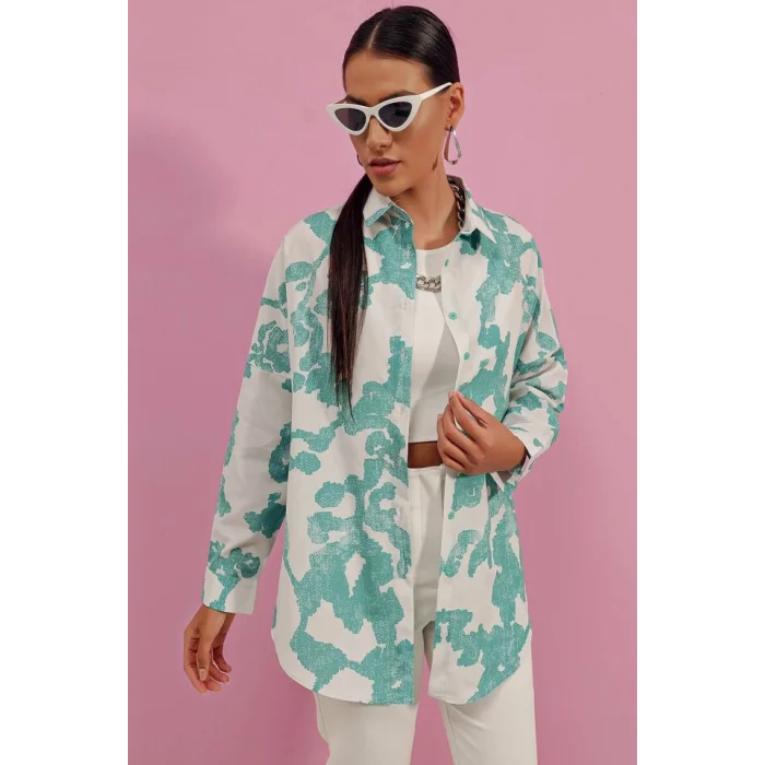 3900 Oversize Uzun Basic Gömlek - D. Mint