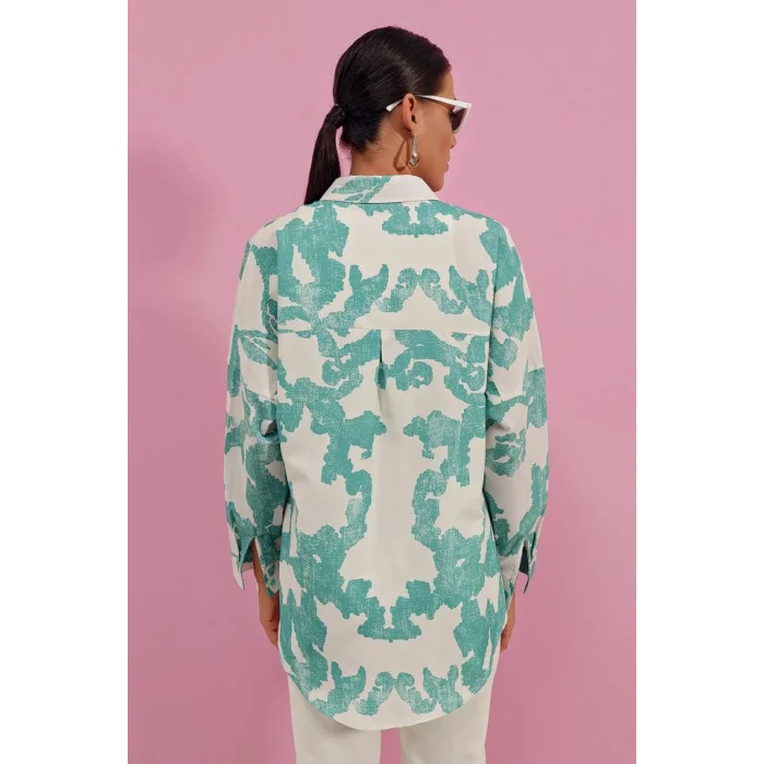 3900 Oversize Uzun Basic Gömlek - D. Mint