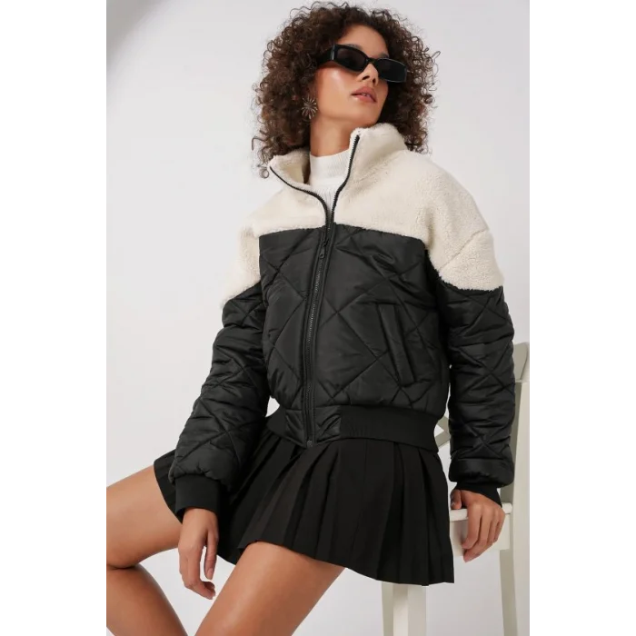 5195 Kapitone Şişme Mont - Ekru