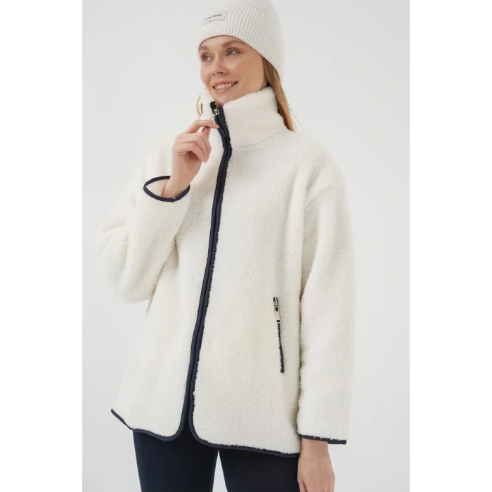 5211 Fermuarlı Peluş Mont - Lacivert