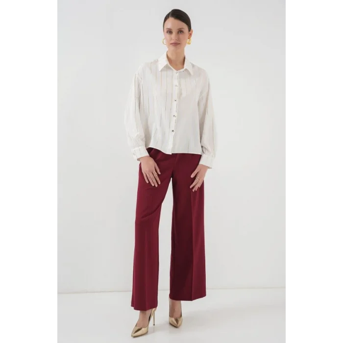 5924 Gold Çizgili Gömlek - C.Beyaz