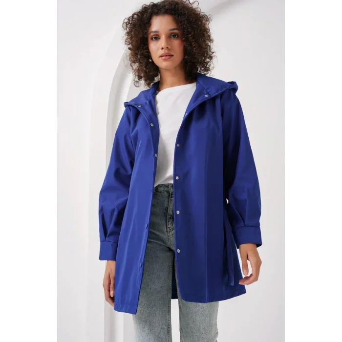 5934 Kapüşonlu Trençkot - Saks