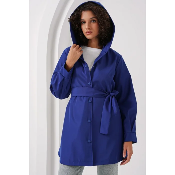 5934 Kapüşonlu Trençkot - Saks