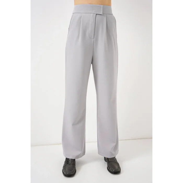 6612 Yüksek Bel Kumaş Pantolon - Gri