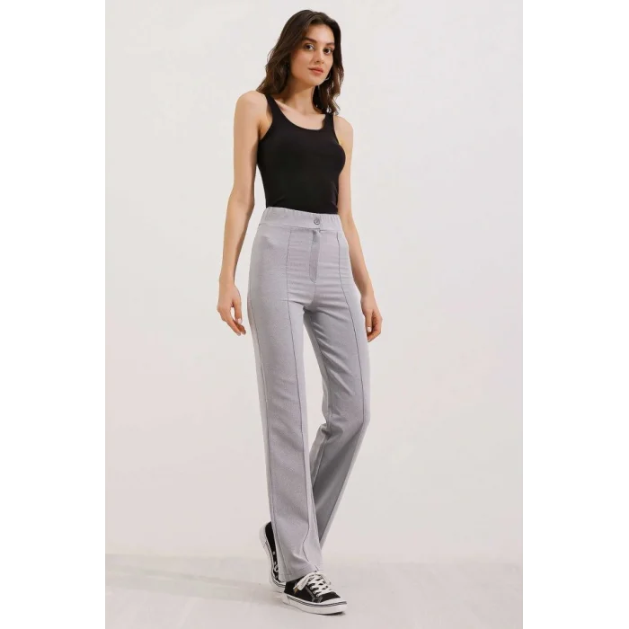 6629 Yüksek Bel Palazzo Pantolon - Gri