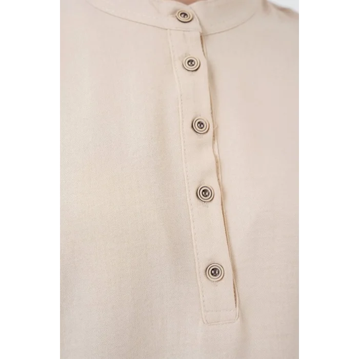 6678 Keten Tunik Pantolon İkili Takım - Bej