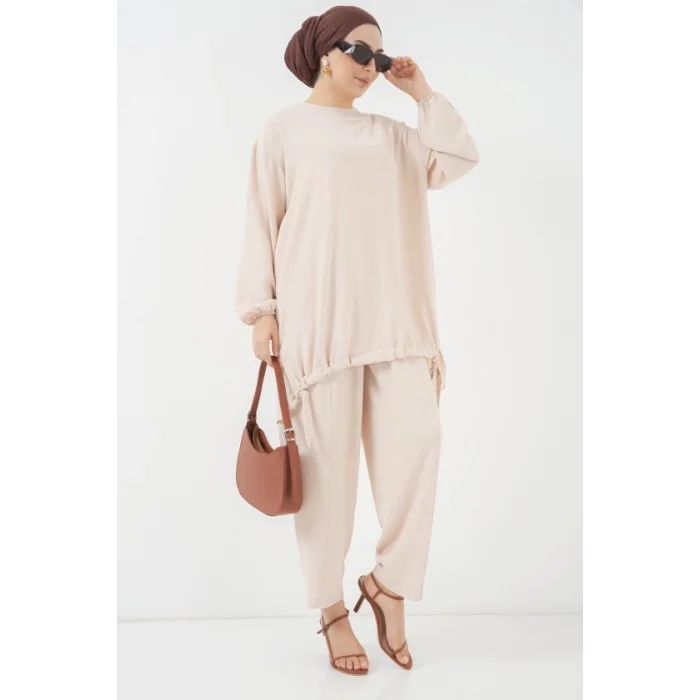 6682 Tunik Pantolon İkili Takım - Krem