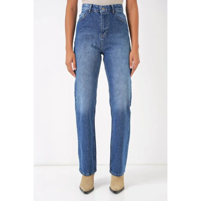 6687 Bol Paça Kot Pantolon - Mavi