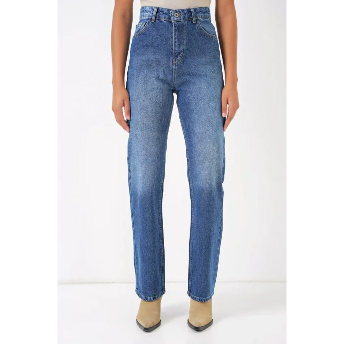 6687 Bol Paça Kot Pantolon - Mavi