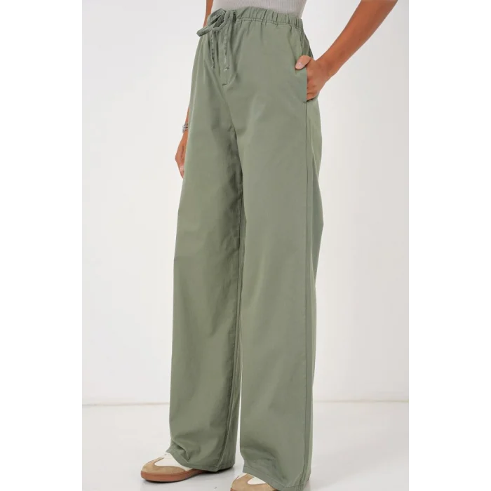 6690 Bol Paça Yüksek Bel Pantolon - Çağla