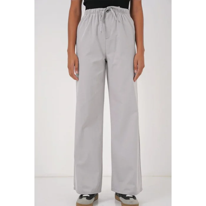 6690 Bol Paça Yüksek Bel Pantolon - Gri