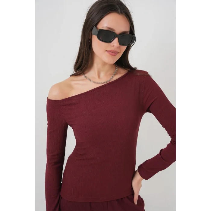 6708 Düşük Omuz Alt Üst Takım - Bordo