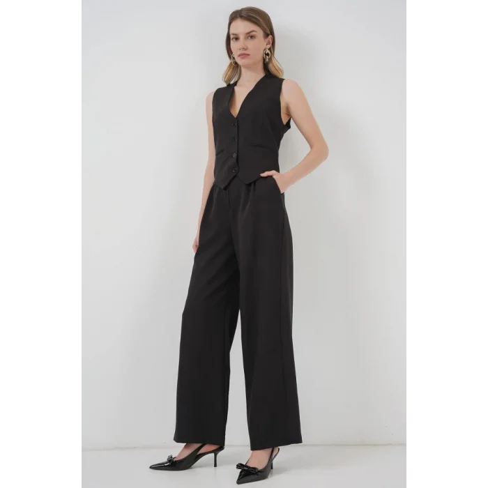 6709 Yelek Pantolon İkili Takım - Siyah