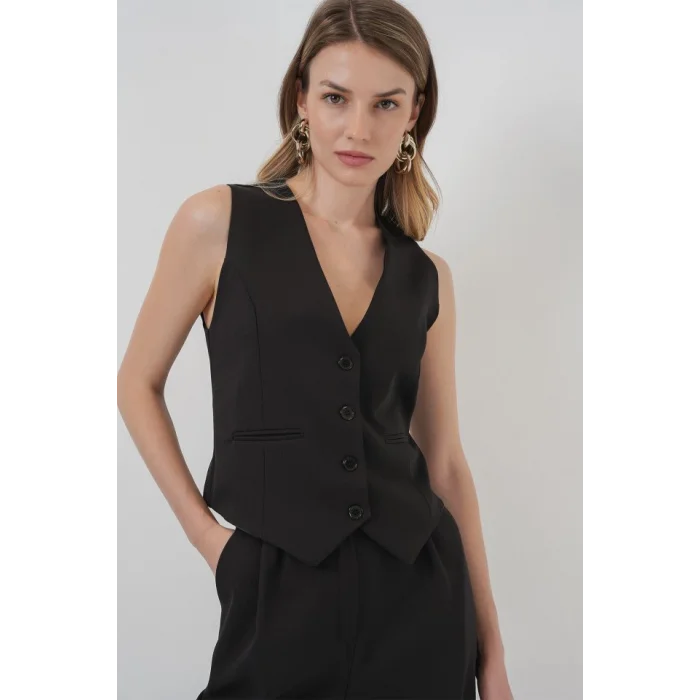 6709 Yelek Pantolon İkili Takım - Siyah