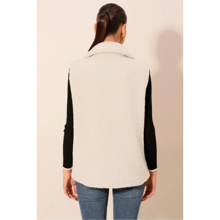 6793 Peluş Yelek - Beyaz