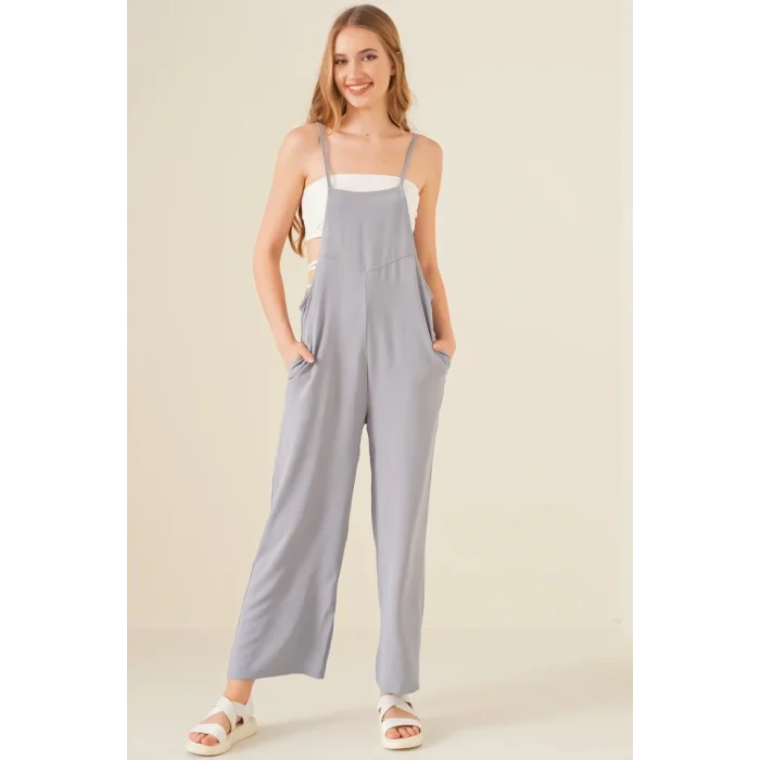 7019 Askılı Bahçivan Tulum - Gri