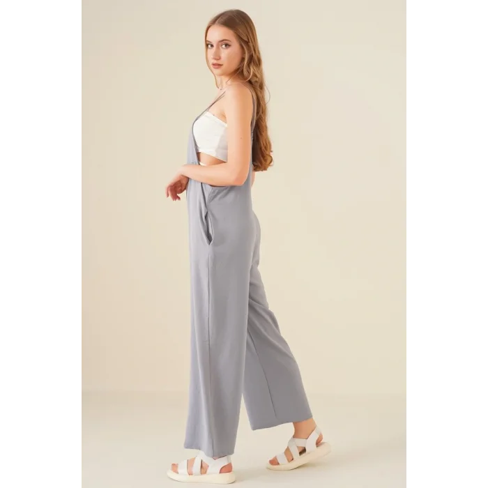 7019 Askılı Bahçivan Tulum - Gri