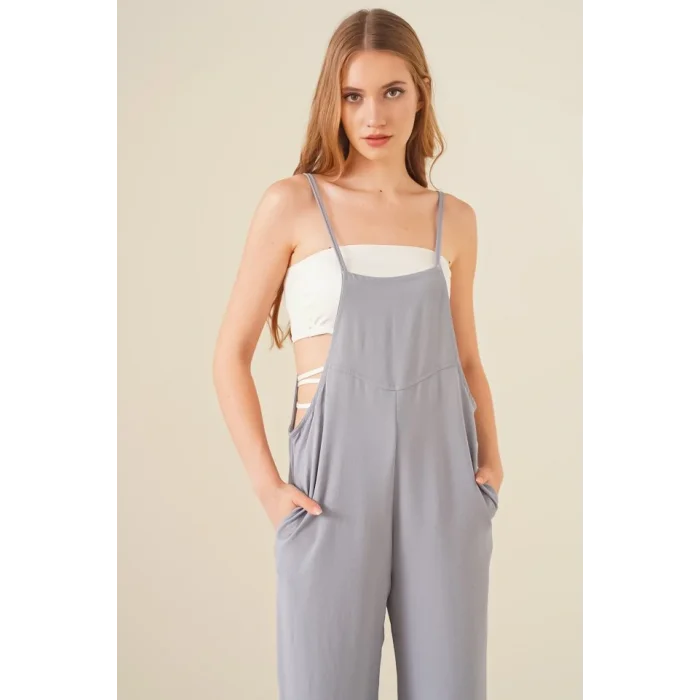 7019 Askılı Bahçivan Tulum - Gri