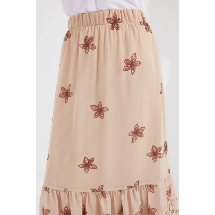 8010 Desenli Şifon Etek - Vizon