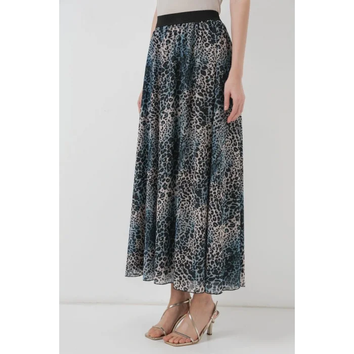 8032 Uzun Şifon Etek - İndigo