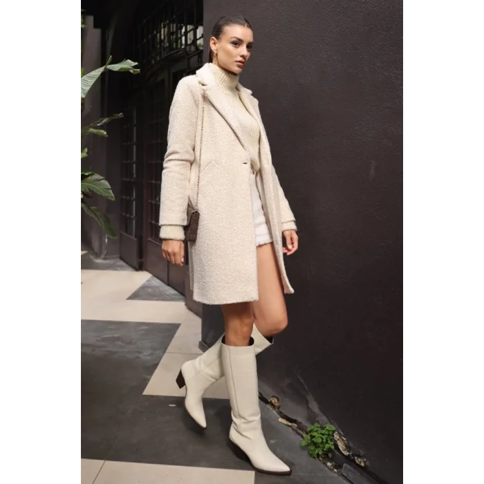 9082 Oversize Kaşe Kaban - M. Krem