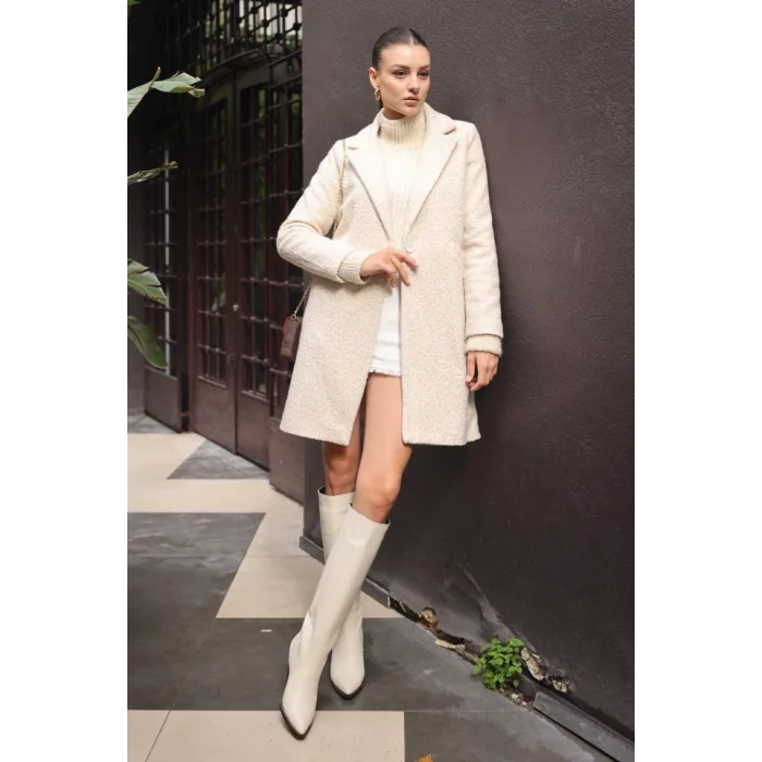 9082 Oversize Kaşe Kaban - M. Krem