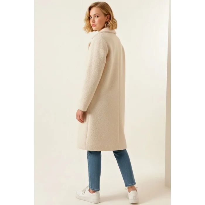 9085 Oversize Kaşe Kaban - M. Krem
