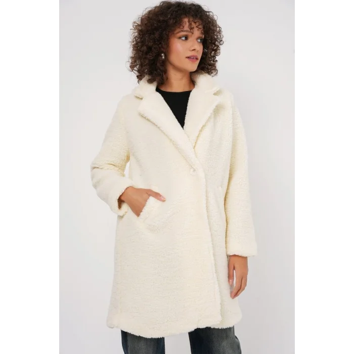 9148 Oversize Peluş Kaban - Ekru