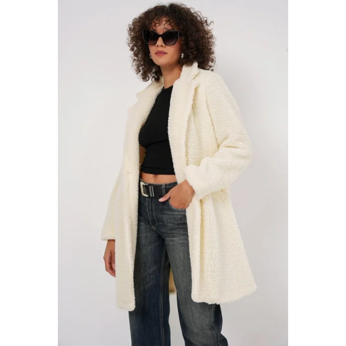 9148 Oversize Peluş Kaban - Ekru