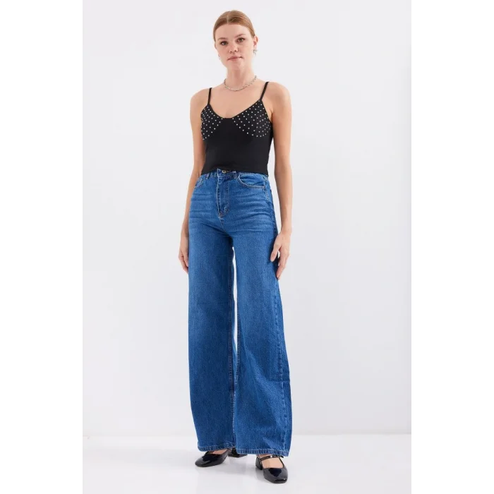 918 İp Askılı Crop Top - Siyah
