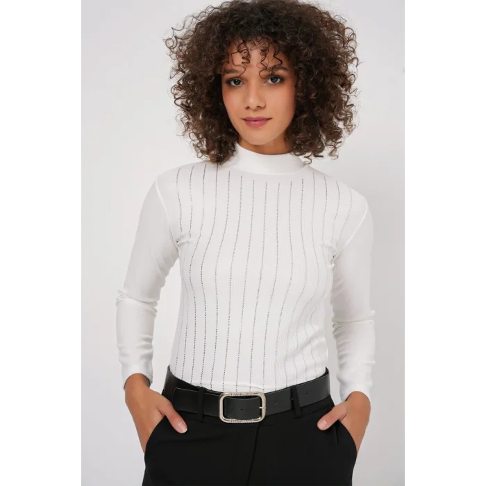 922 Taşlı Body - Beyaz