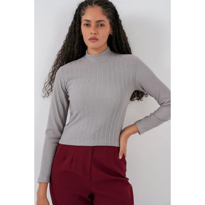 922 Taşlı Body - Gri