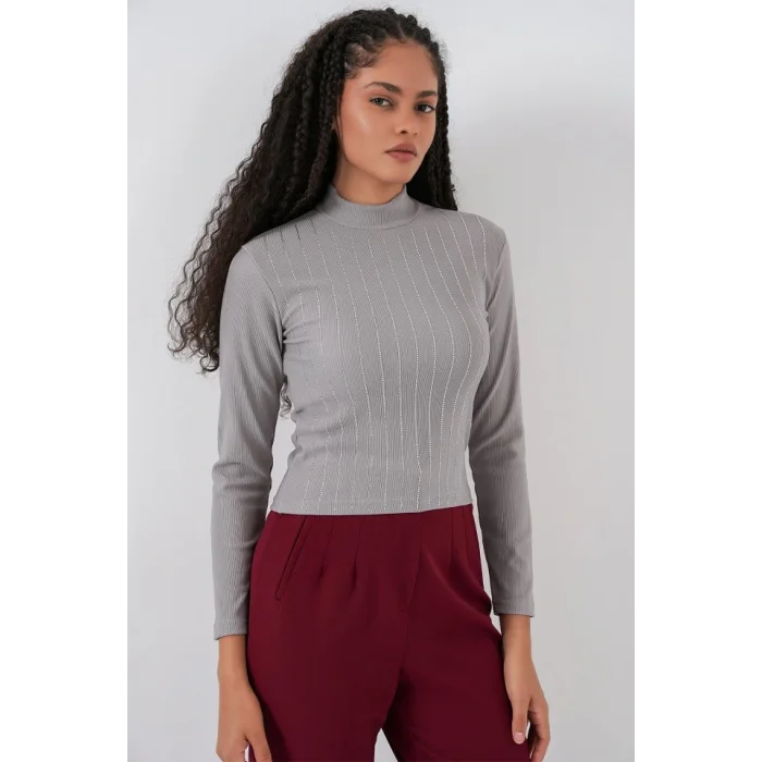 922 Taşlı Body - Gri