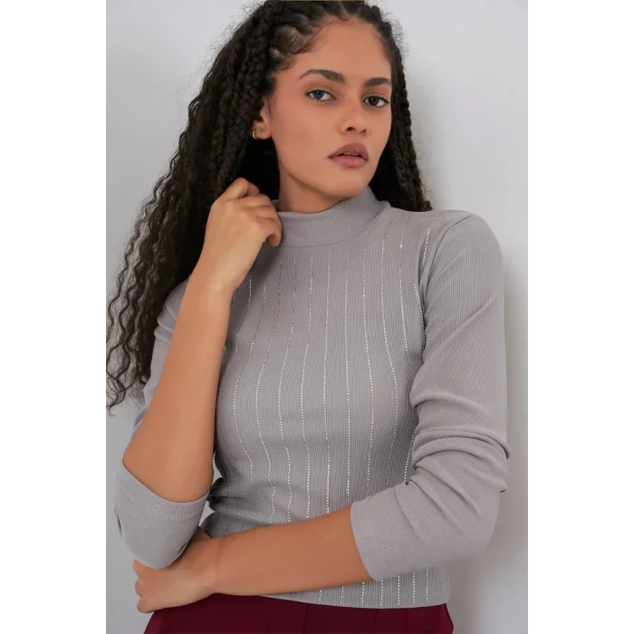 922 Taşlı Body - Gri