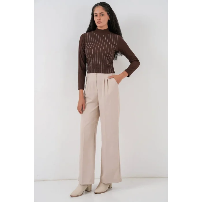 922 Taşlı Body - Kahverengi