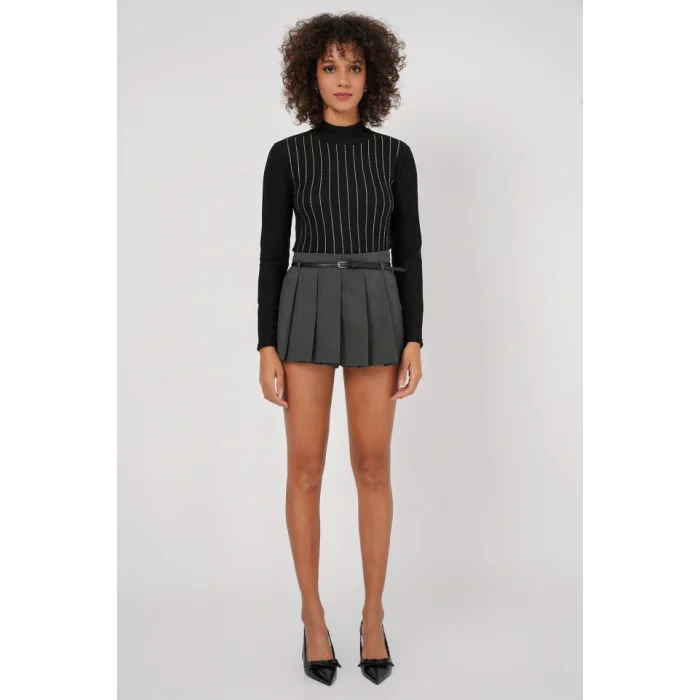 922 Taşlı Body - Siyah