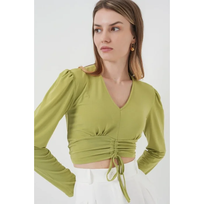 936 Sandy Crop Bluz - E.Yeşil