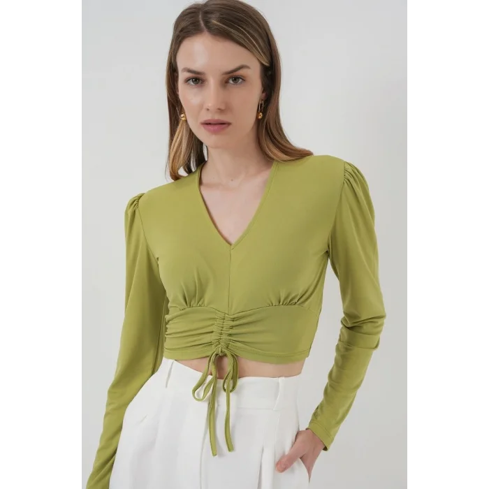 936 Sandy Crop Bluz - E.Yeşil