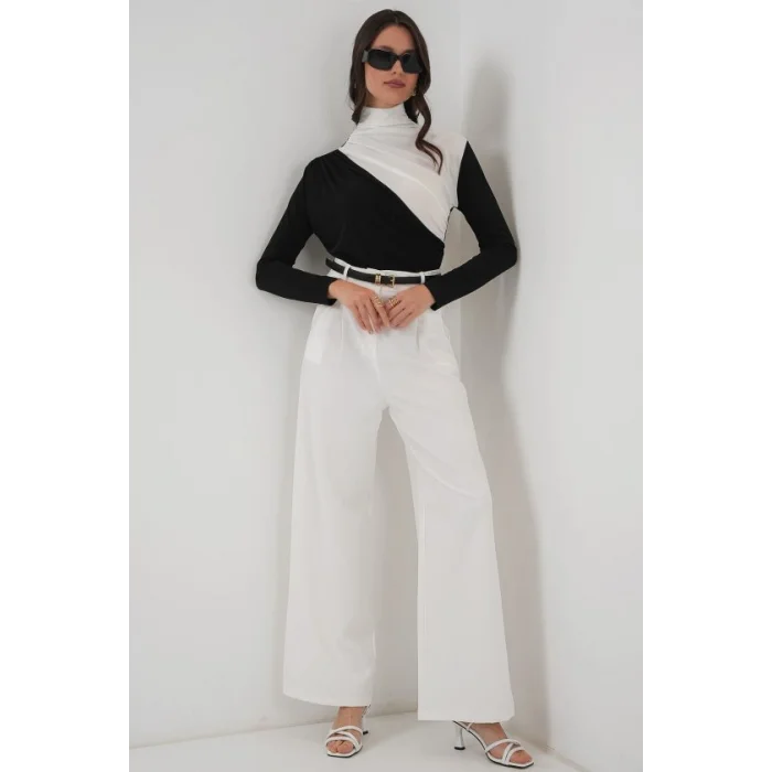 940 Büzgü Detaylı Sandy Bluz - Siyah