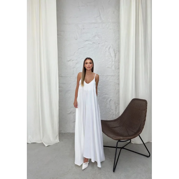 Aerobin uzun elbise beyaz pt