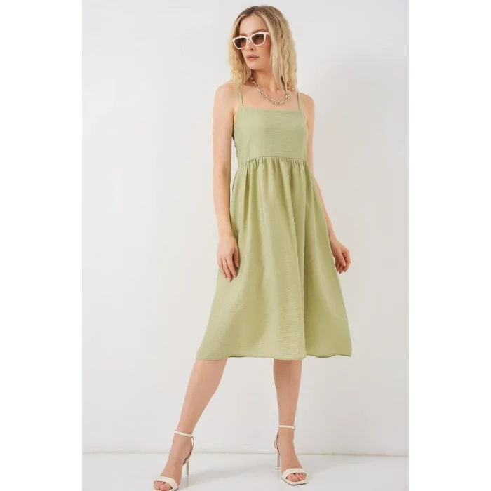 Askılı Ayrobin Elbise 2565 - E.Yeşil