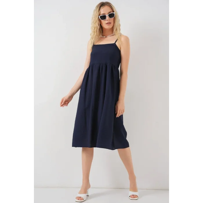 Askılı Ayrobin Elbise 2565 - Lacivert