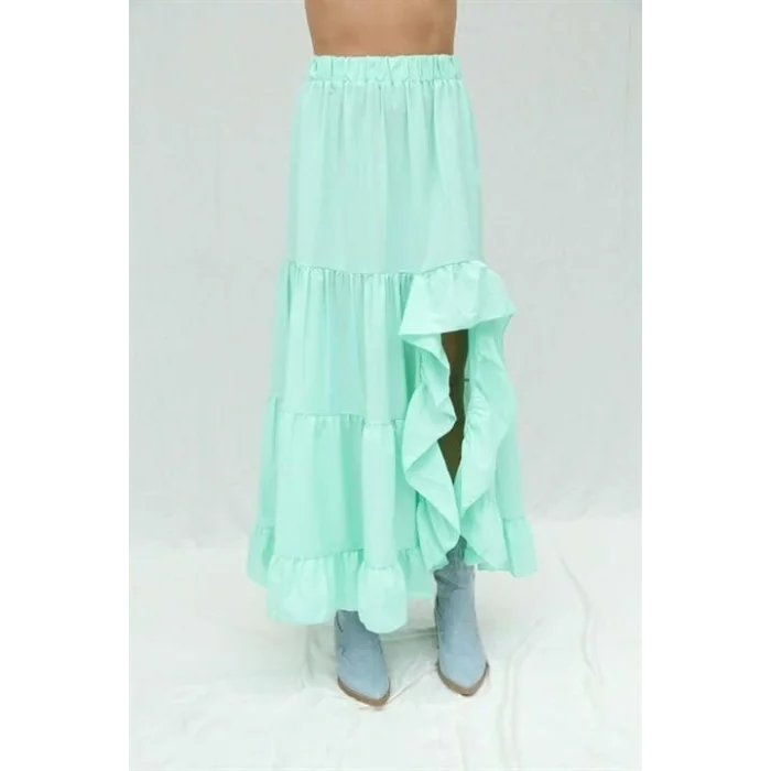 Audrey Fıfrlı Yırtmaç Detay Etek 4037