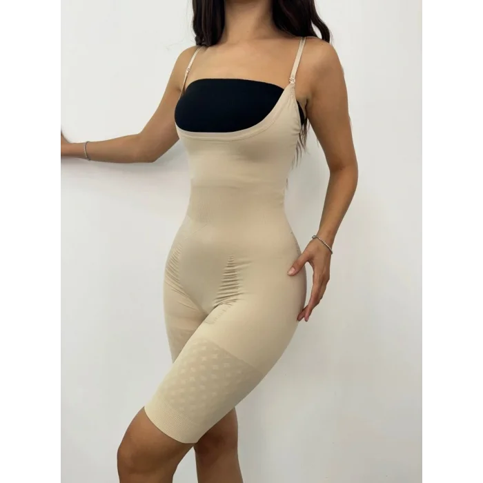 Ayar Askılı Dabıl Boy Korse -Krem