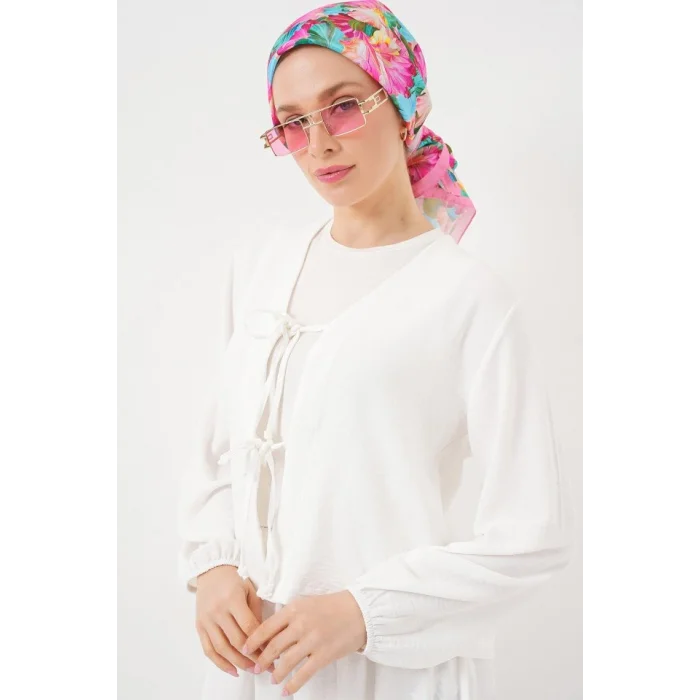 Ayrobin Kimono Etek İkili Takım 8047 - Beyaz